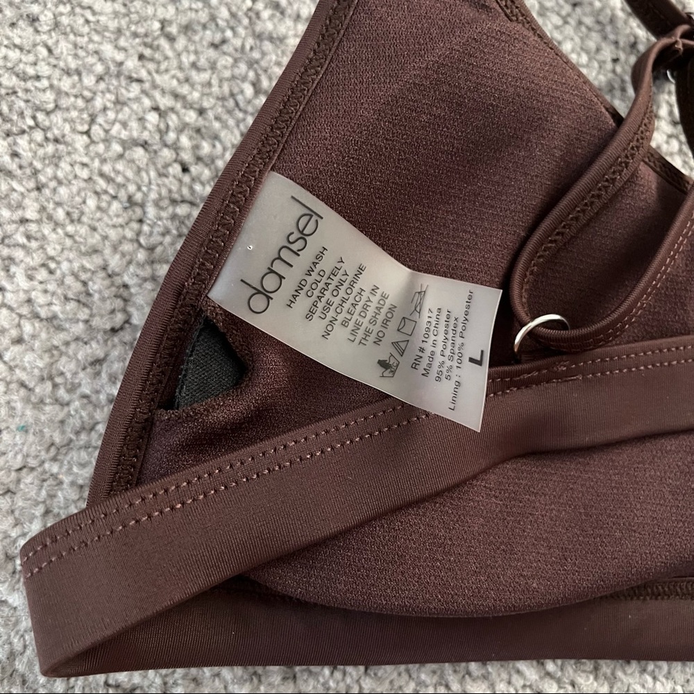 Brown Ribbed Bikini Set - Picture 2 of 4